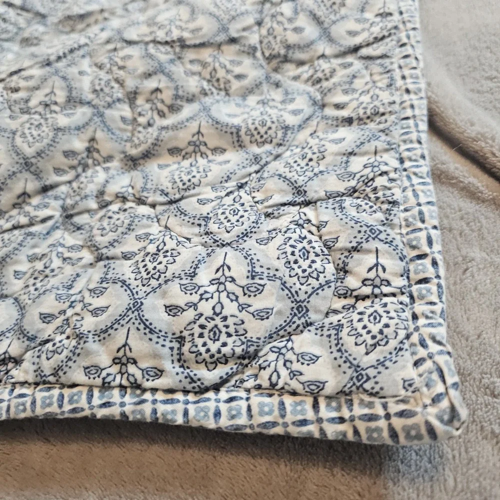 Pakistan Kantha‎ 100% Cotton Pillow Case Blue Paisley Bohemian Ocean
